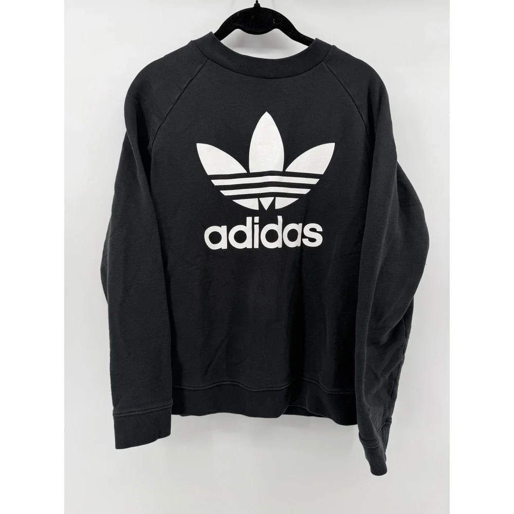 Adidas Originals Trefoil Sweatshirt Black White Logo Pullover Mens Small BK5865